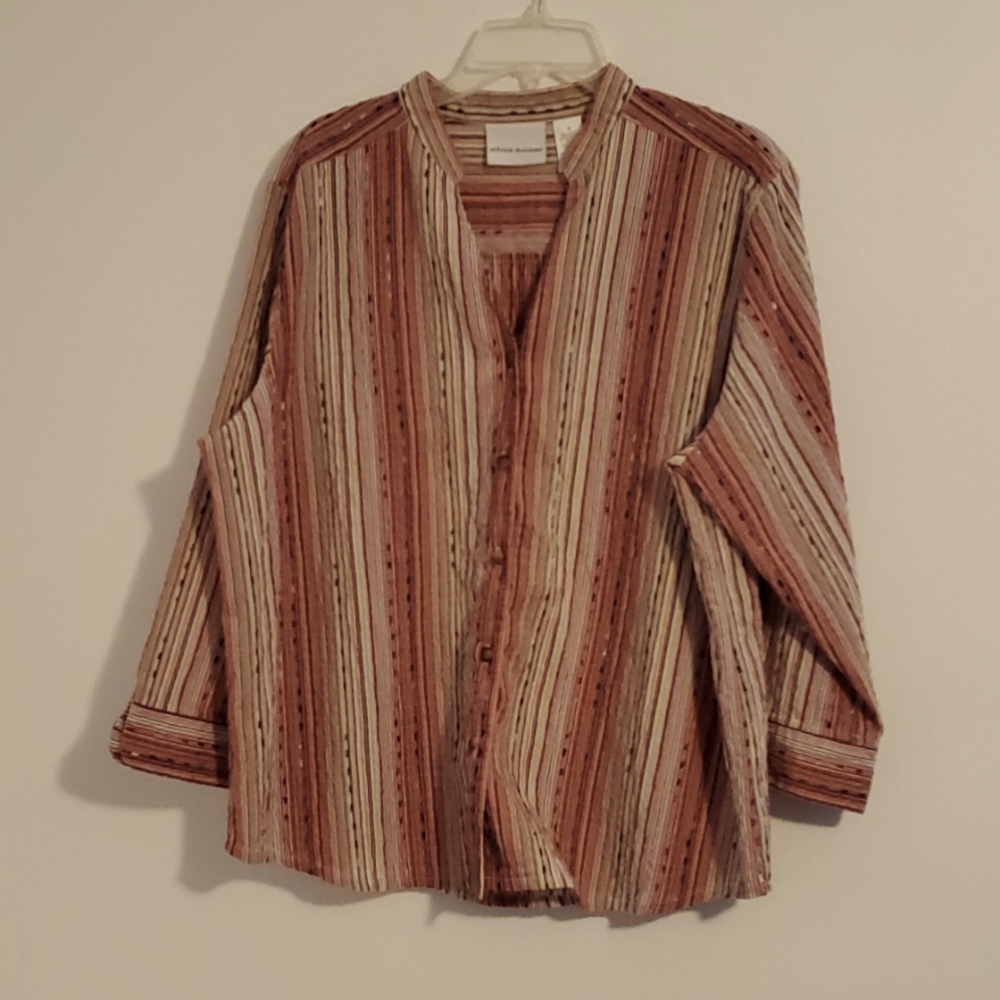 EUC Alfred Dunner Buttondown Striped Blouse